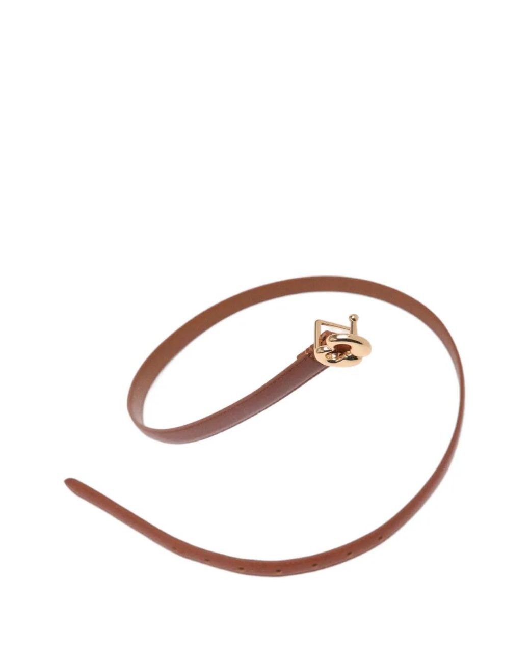 Maje White Slim Smooth Leather Logo Belt