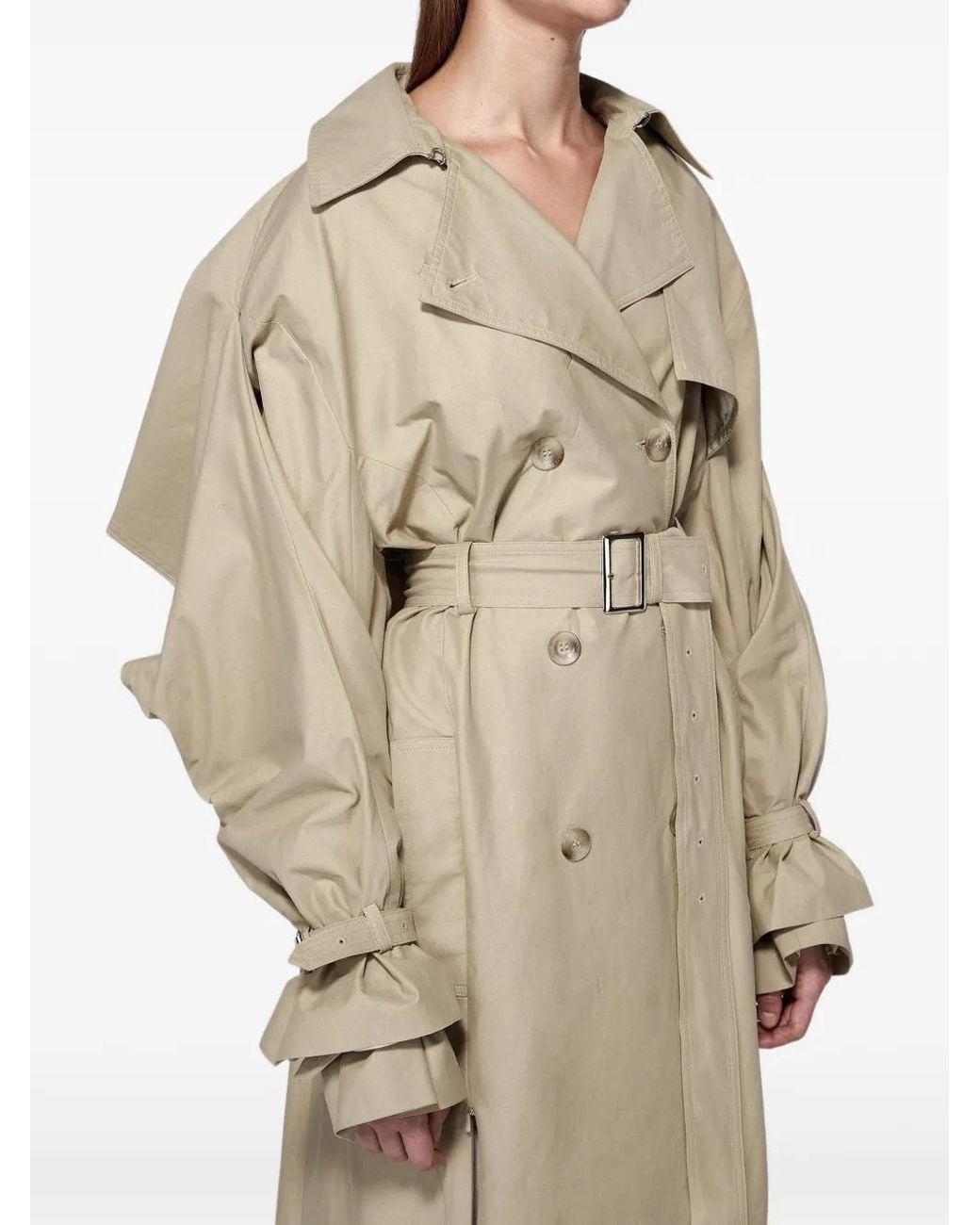 SRVC Studio Natural Sentinal Cape-Back Trench Coat