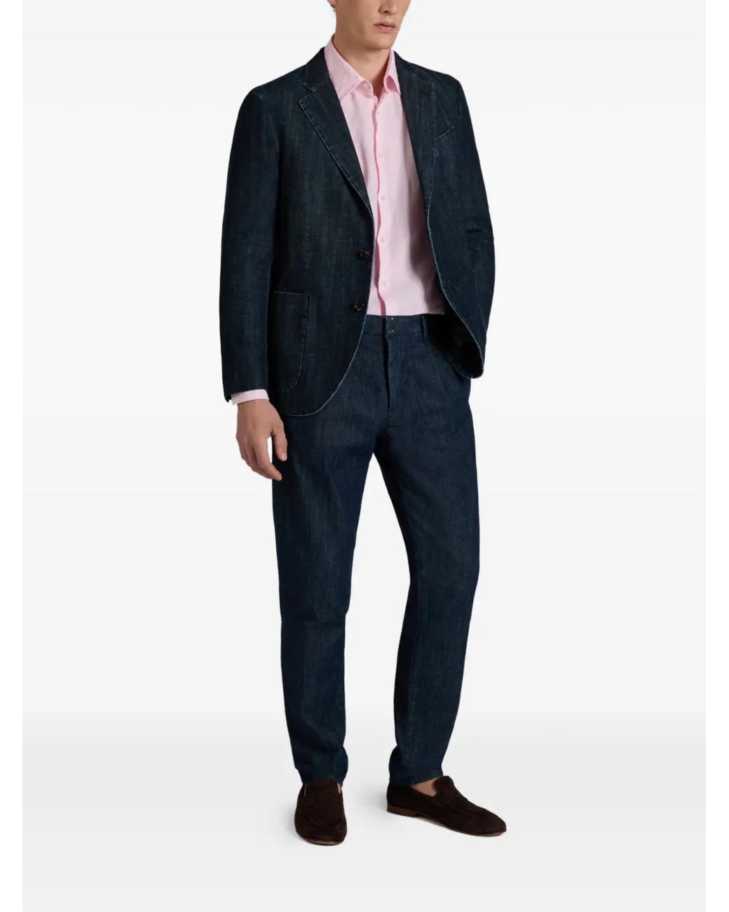 Slowear Blue Denim Slim Blazer for men