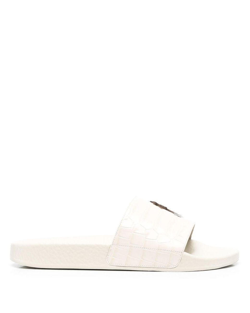 Polo Ralph Lauren Polo Pony Leather Sliders in Natural | Lyst UK