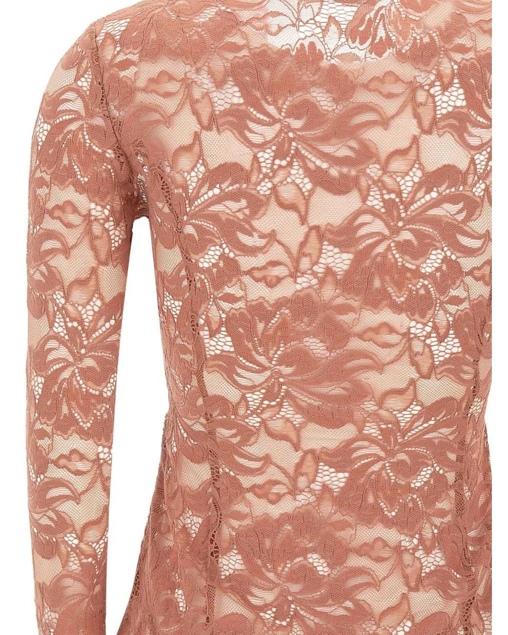Rabanne Pink Floral-Lace Cut-Out Top