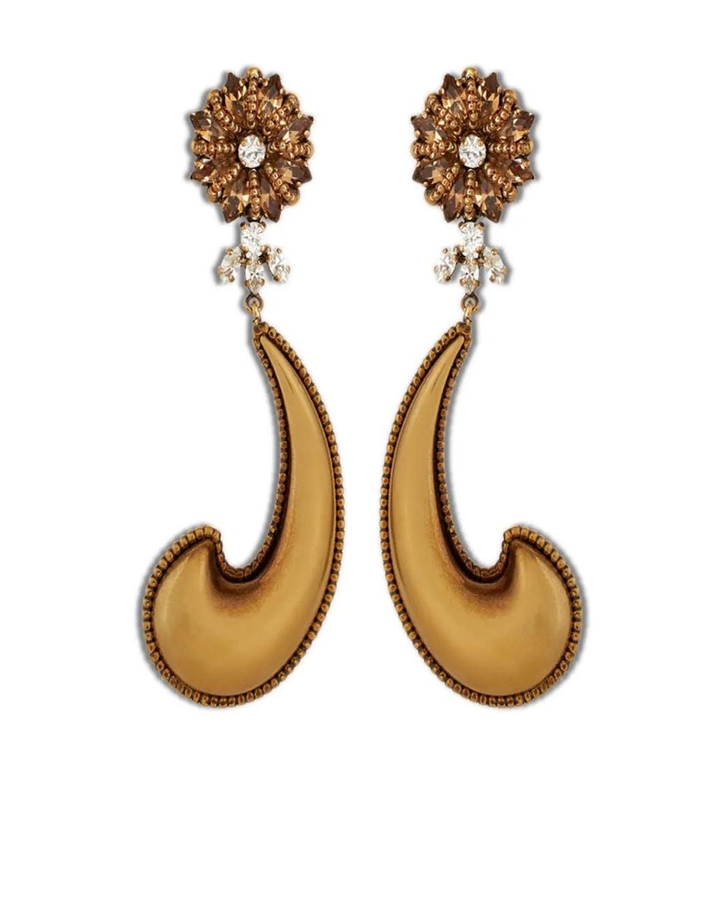 Etro Metallic Crystal-Embellished Paisley Earrings