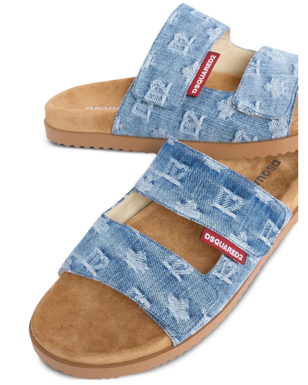 DSquared² Blue Monogram-Pattern Strap Sandals for men