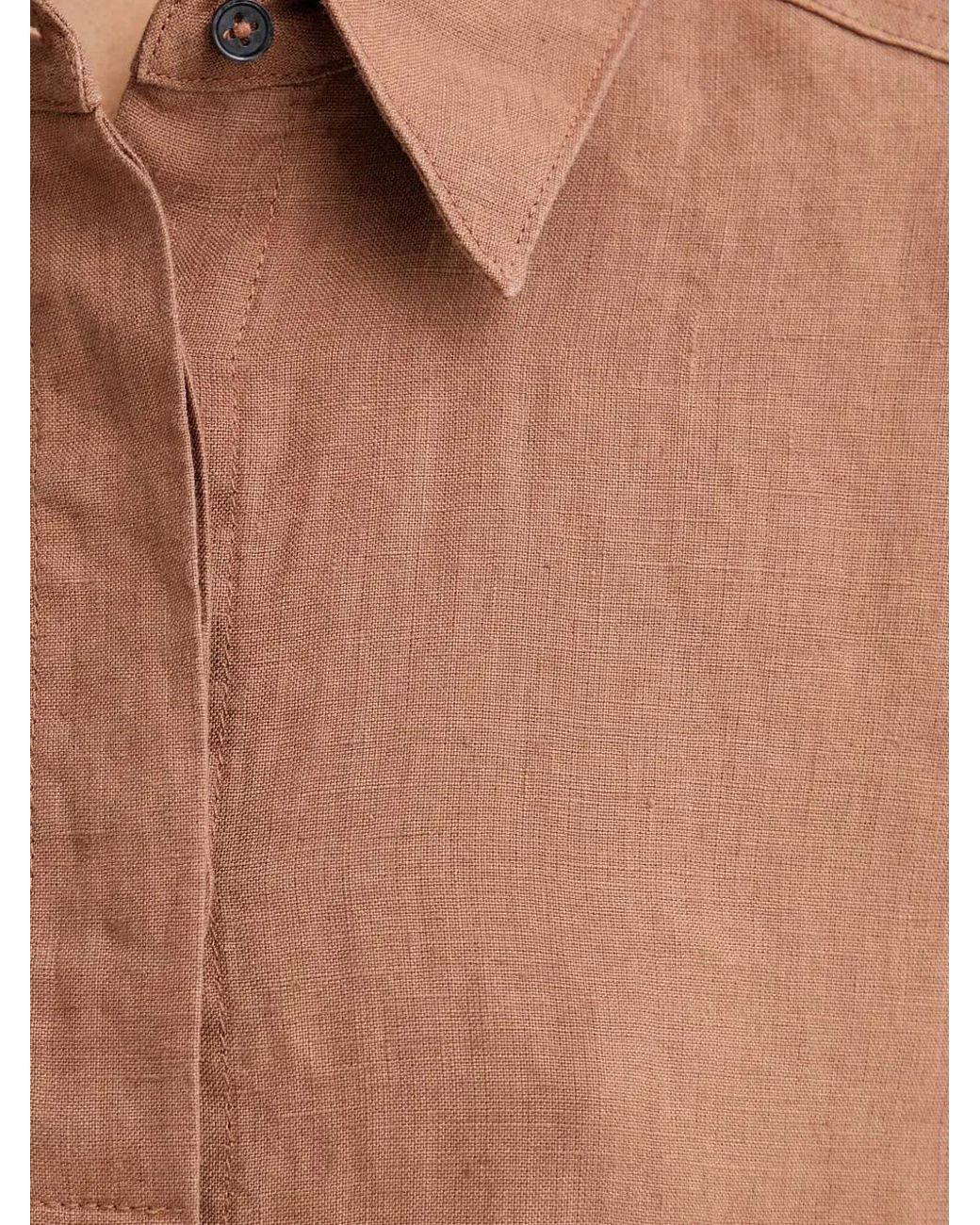 Marc O' Polo Brown Linen Shirt Mini Dress