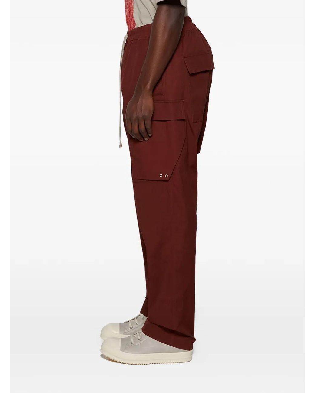 Rick Owens Red Drop-Crotch Cargo Pants for men