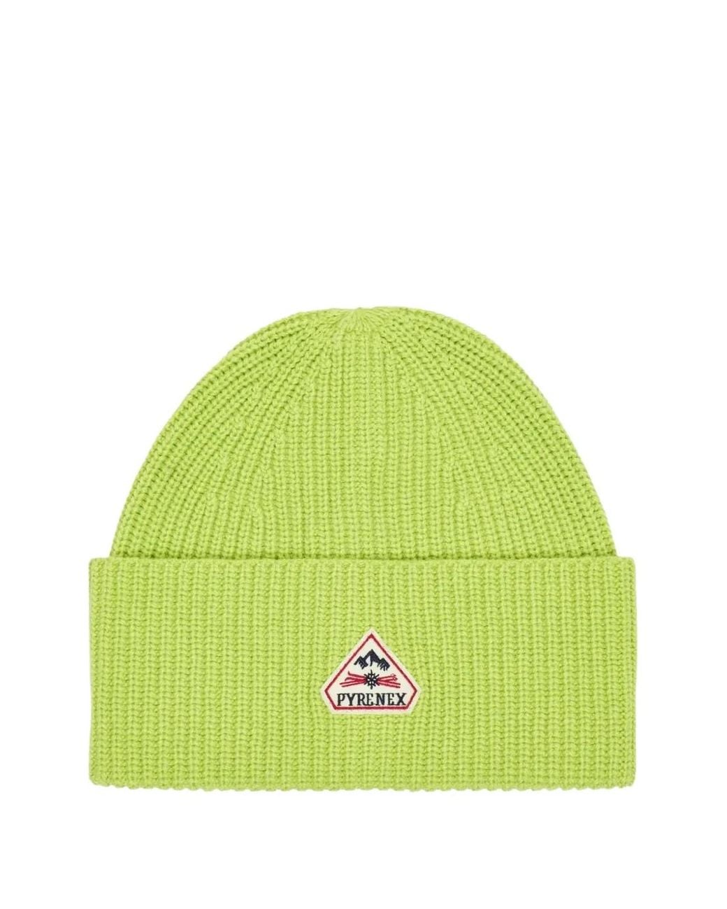Pyrenex Green Logo-Patch Ribbed Beanie Hat