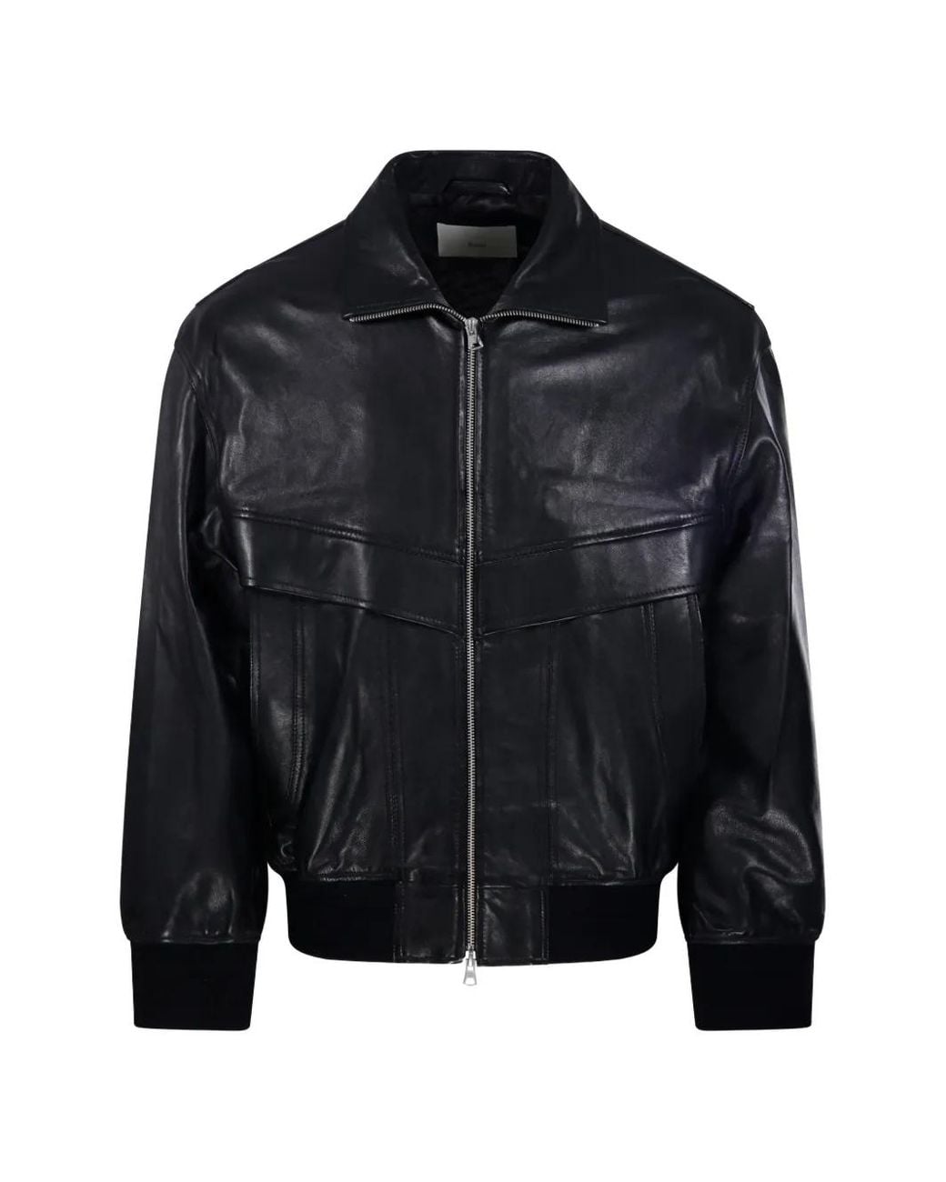 DUNST Black Zip-Up Panelled Leather Jacket for men