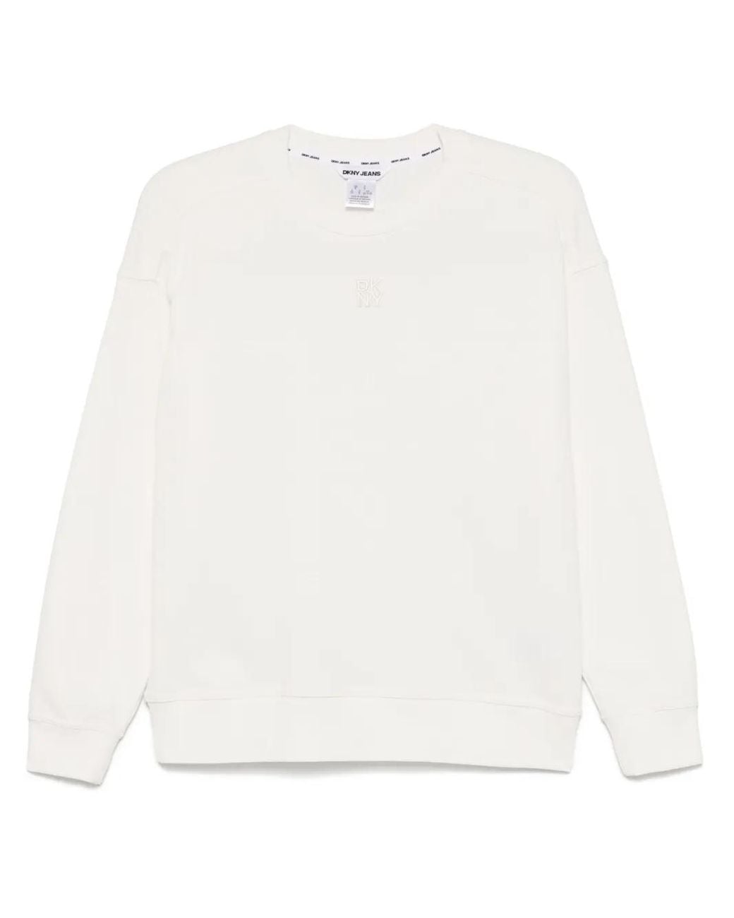 DKNY White Logo-Embroidered Sweatshirt