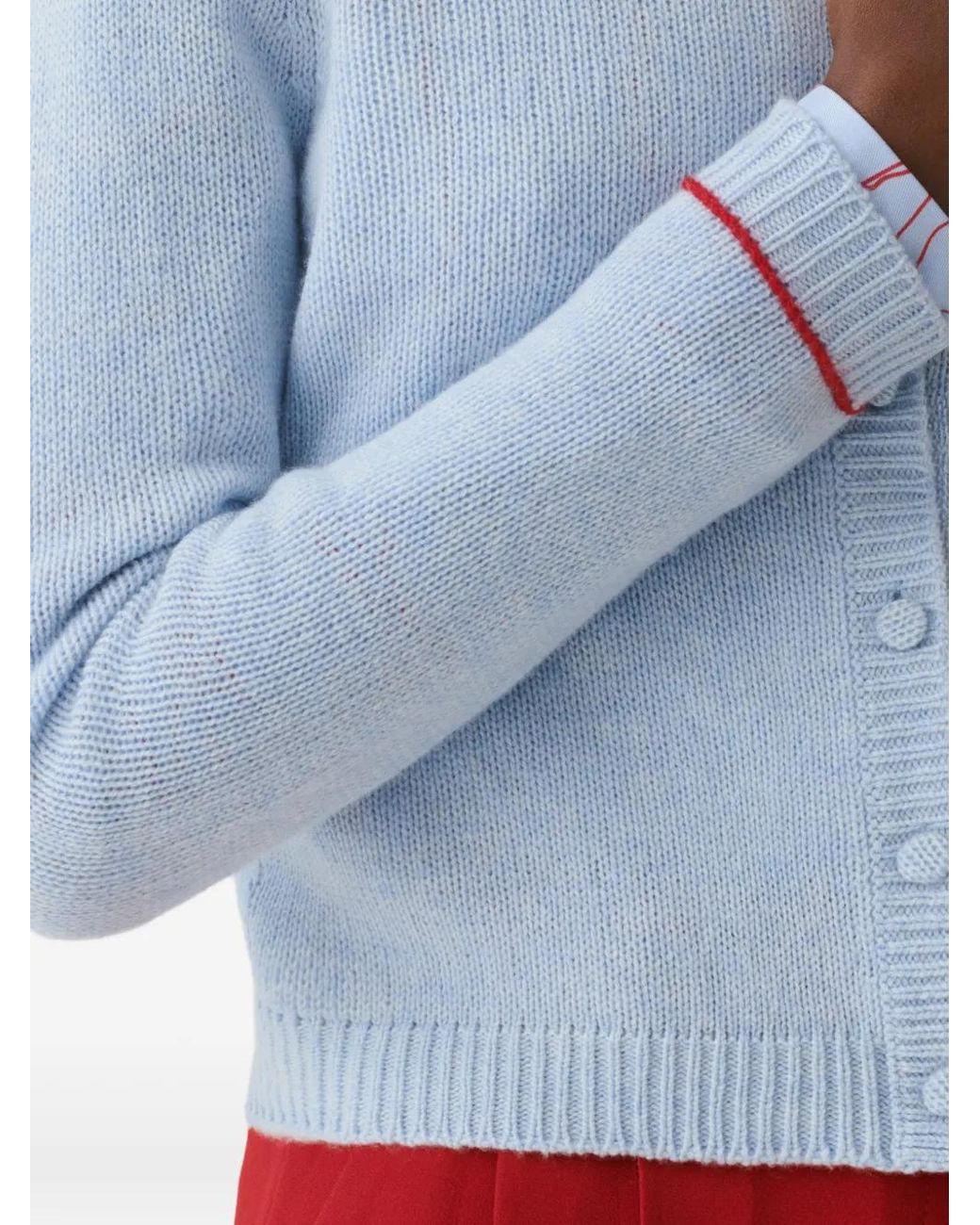 Fabiana Filippi Blue Contrast-Trim Button-Up Cardigan