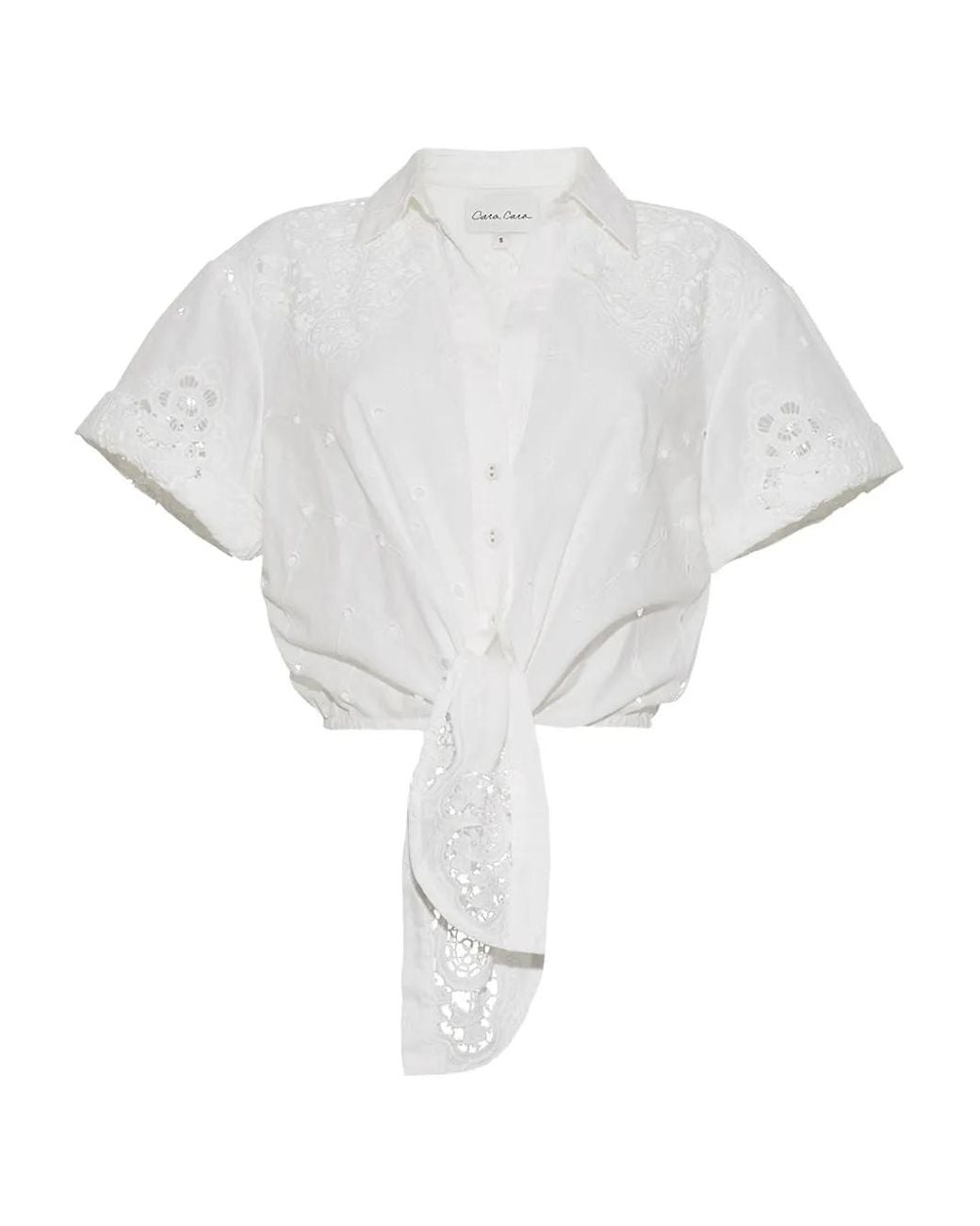 Cara Cara White Asbury Cropped Blouse