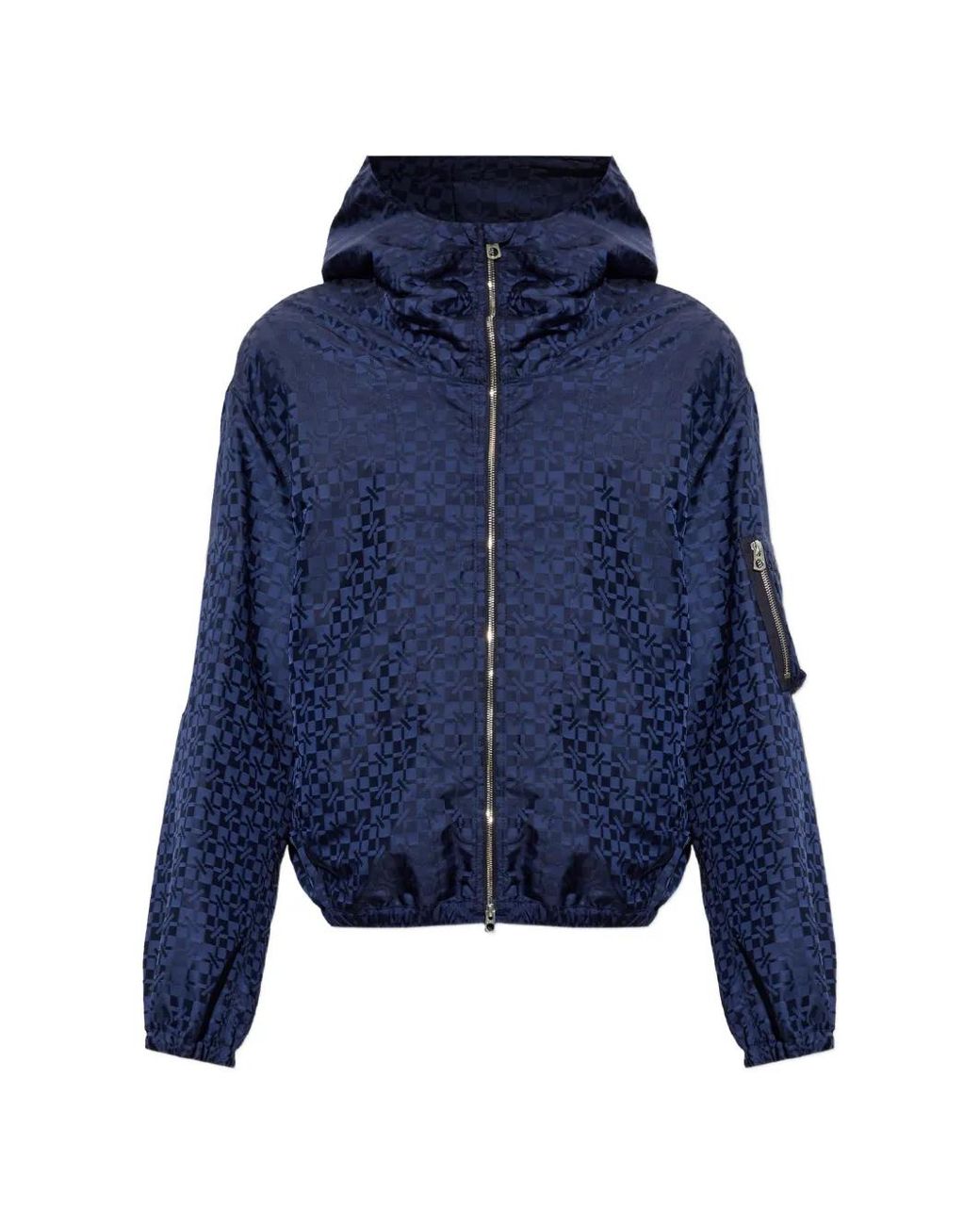 KENZO Blue Gram Monogram-Jacquard Hooded Jacket for men
