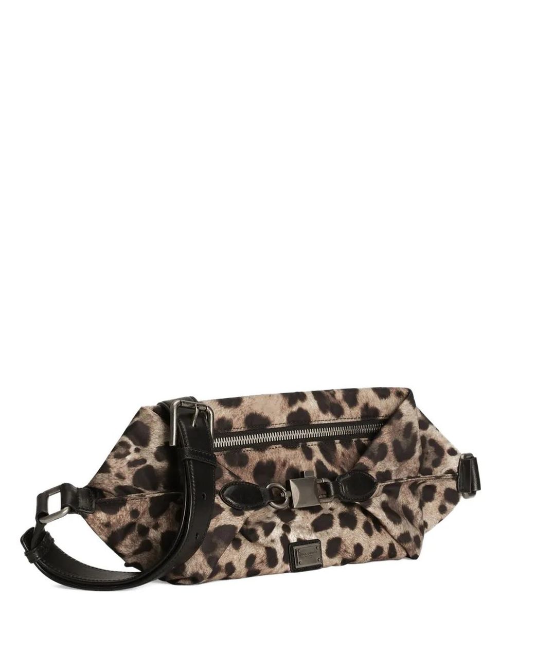 Dolce & Gabbana Black Leopard-Print Belt Bag for men