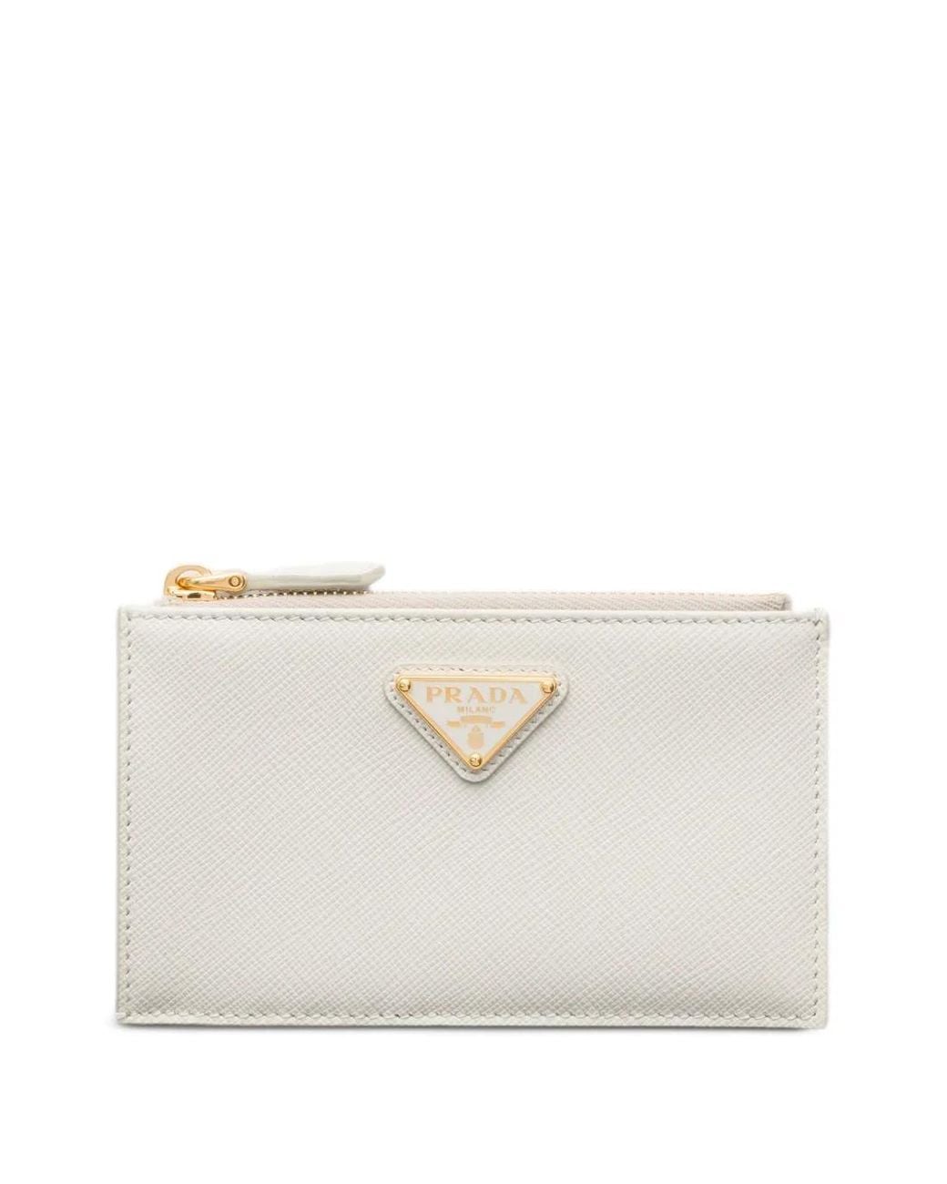 Prada White Saffiano Leather Card Holder
