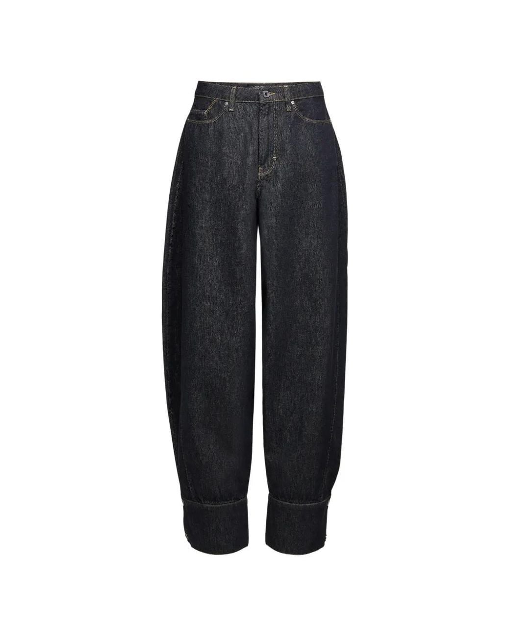 Karl Lagerfeld Blue Cuff-Detail Wide-Leg Jeans