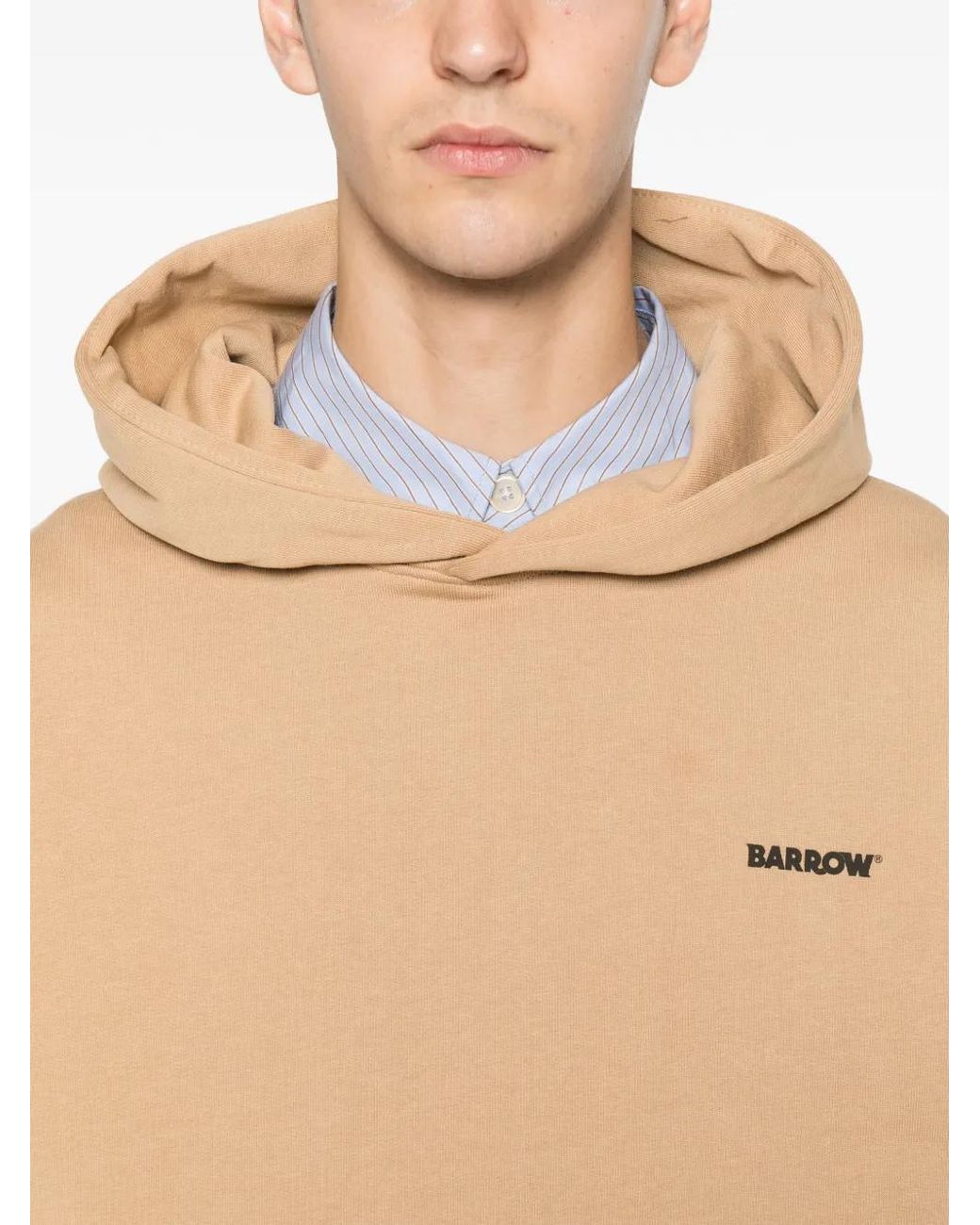 Barrow Natural Logo-Detail Long-Sleeve Hoodie