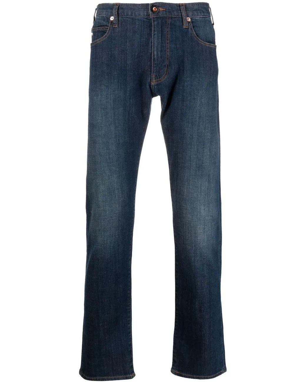Emporio Armani Blue Straight Leg Denim Jeans for men