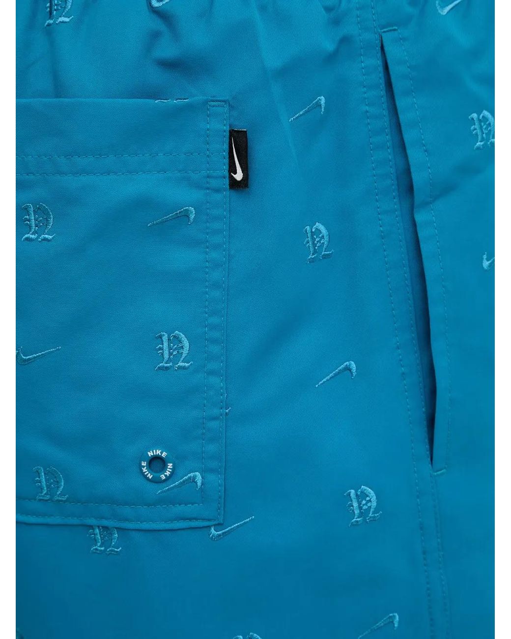 Nike Blue Logo-Embroidered Drawstring Swim Shorts for men