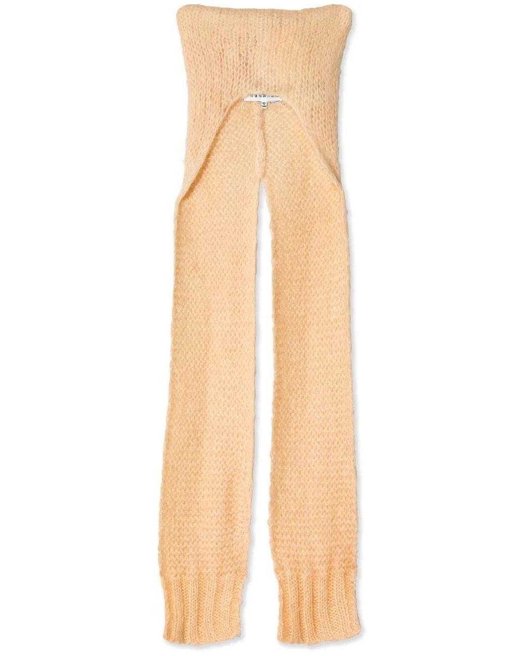 Maison Margiela Natural Knitted Scarf Beanie