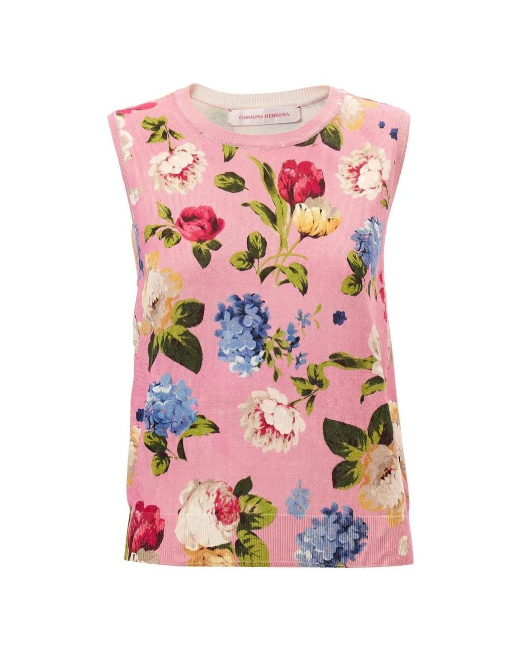 Carolina Herrera Pink Floral-Print Vest