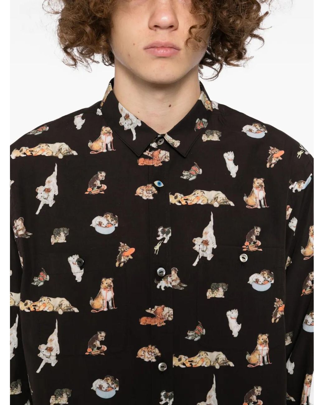 Undercover Black Graphic-Print Shirt for men