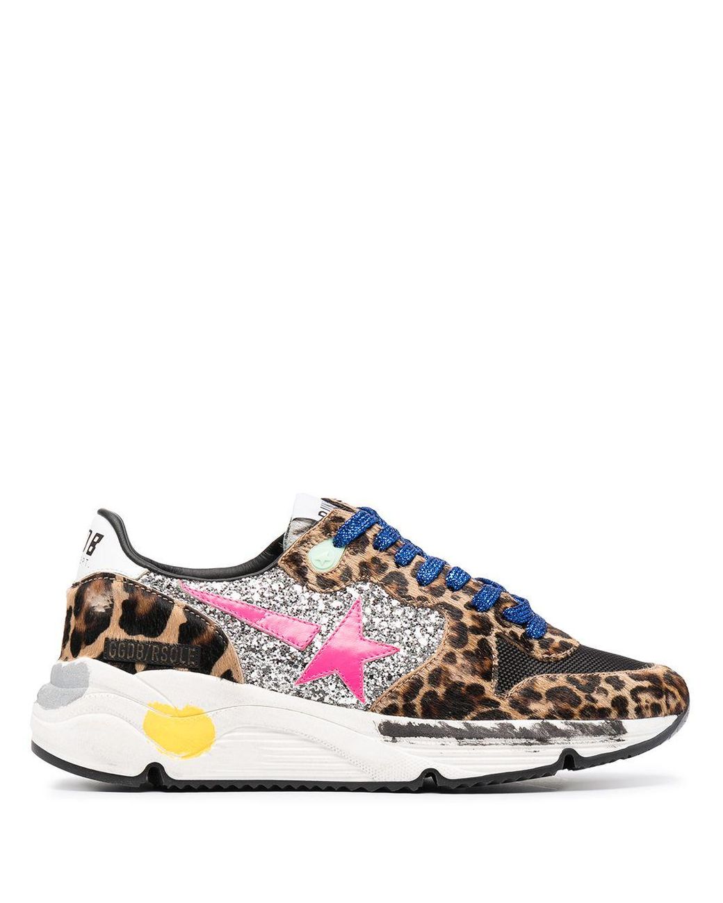 Golden Goose Deluxe Brand Leather Running Sole Glitter Sneakers in
