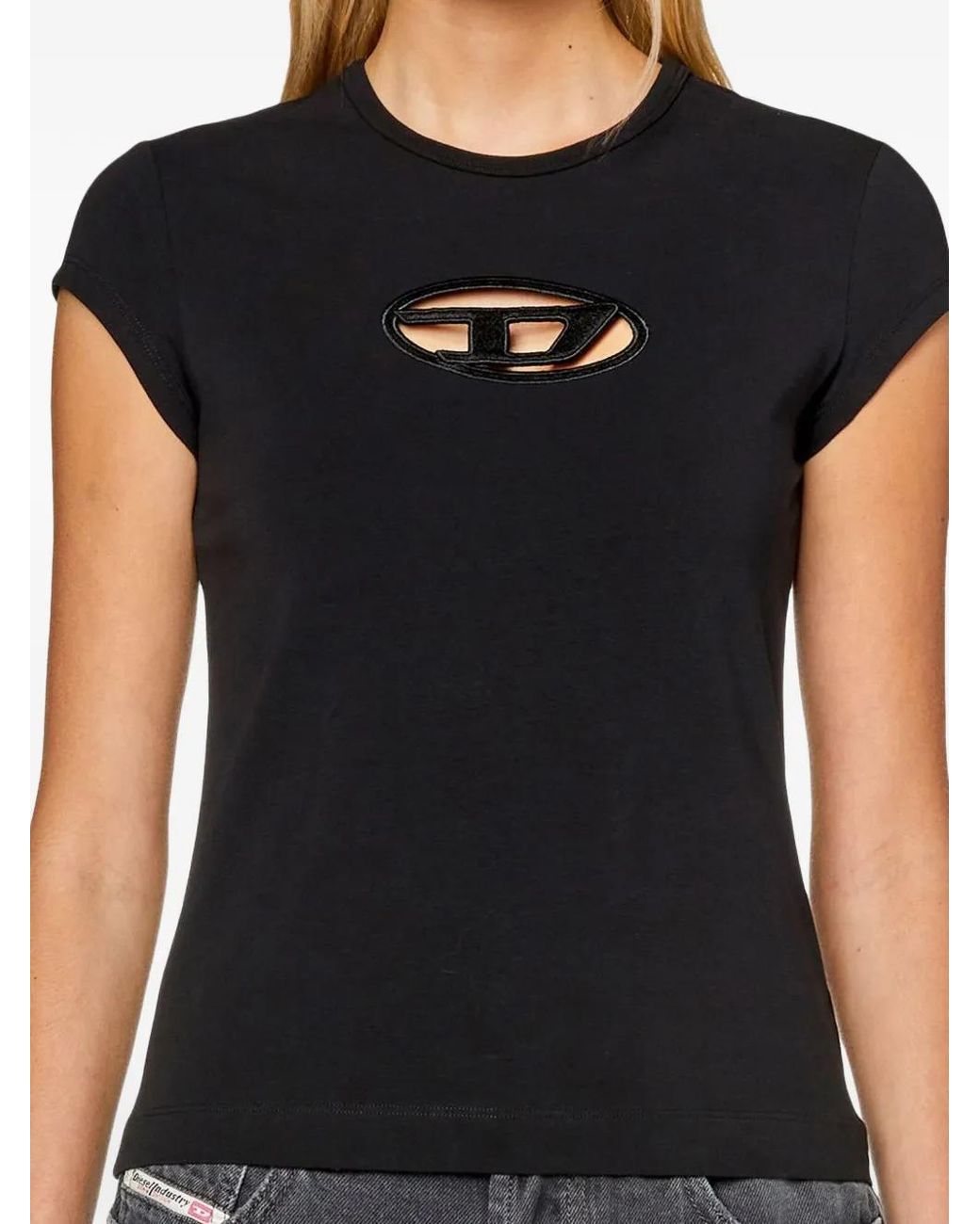 DIESEL Black Cutout Top With Oval D Logo