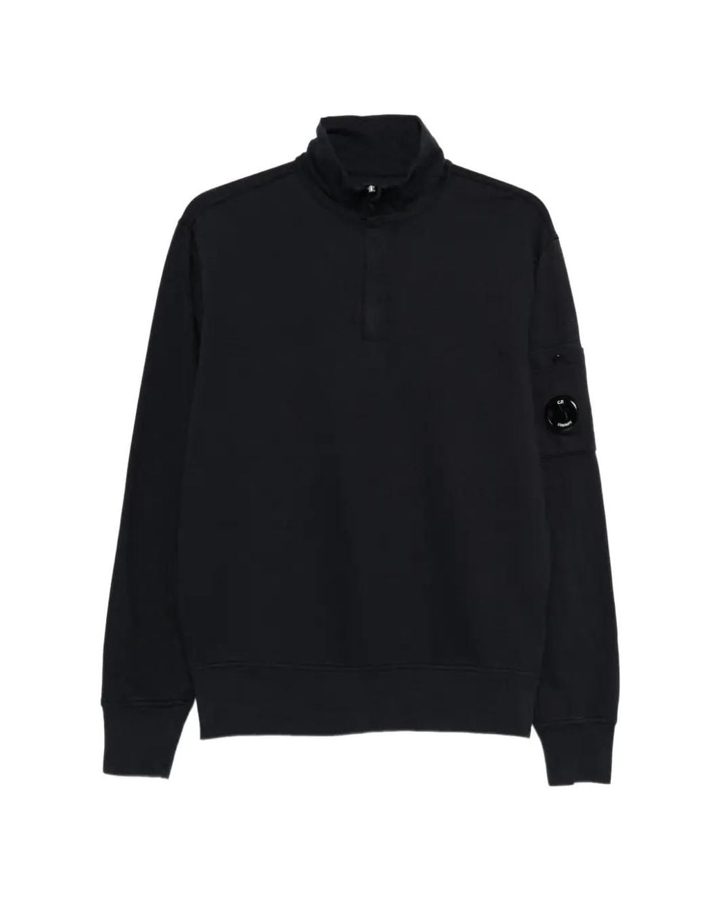 C P Company Black Lens-Detail Half-Zip Sweater for men
