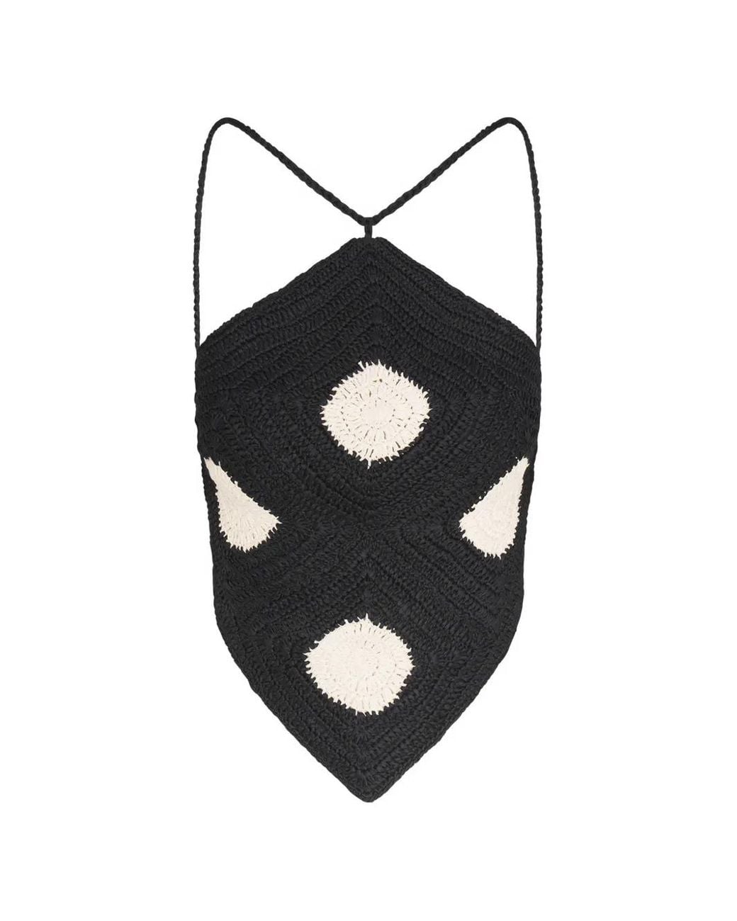 Simon Miller Black Kit Polka-Dot Crochet Top