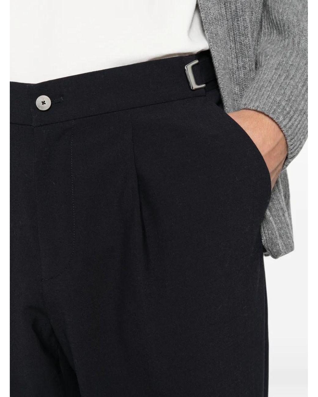 Cellar Door Black Leo T Pleated Straight-Leg Trousers for men