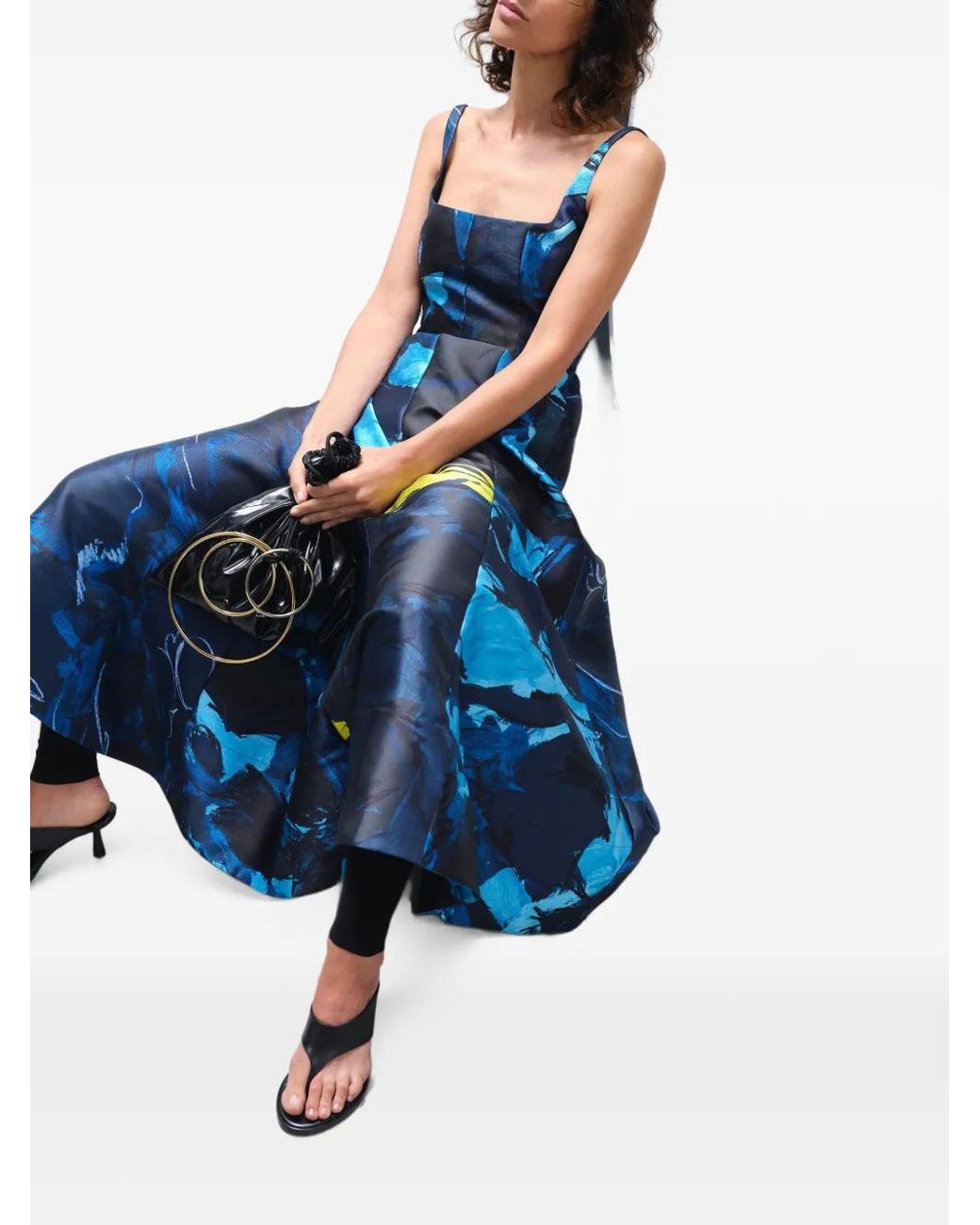 Roksanda Blue Robe Mi-Longue Sans Manches À Imprimé Abstrait Zelia