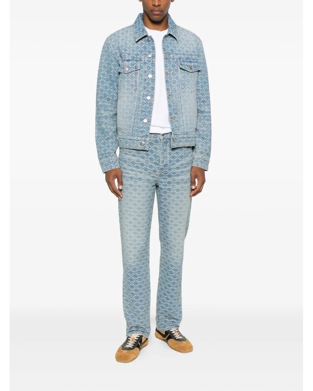 Sandro Blue Square-Pattern Jeans for men