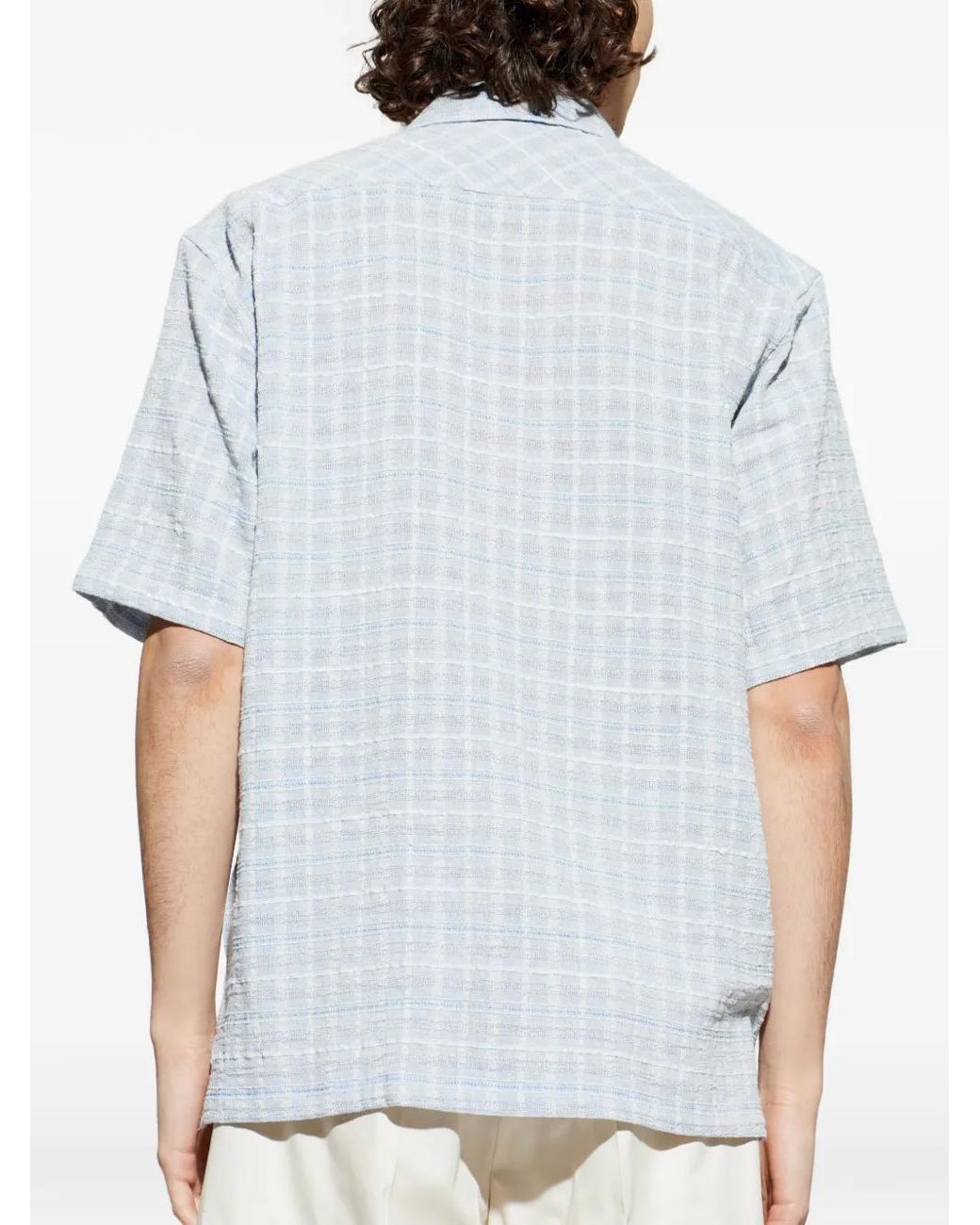 Samsøe & Samsøe Blue Checked-Pattern Chest-Pocket Shirt for men