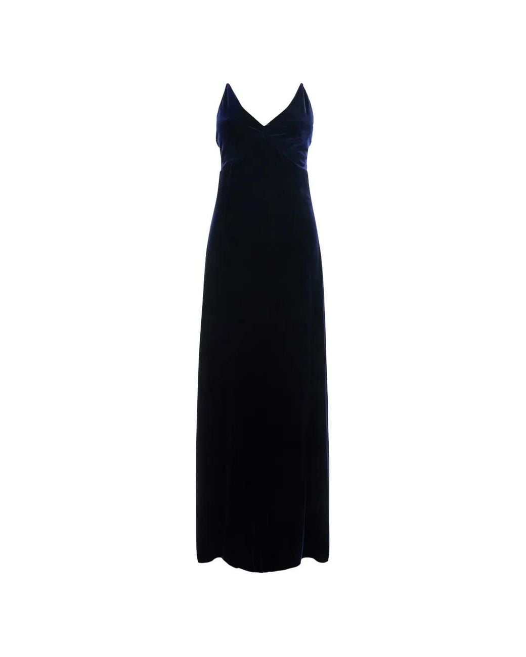 Forte_forte Black Pearl-Strap Velvet Maxi Dress