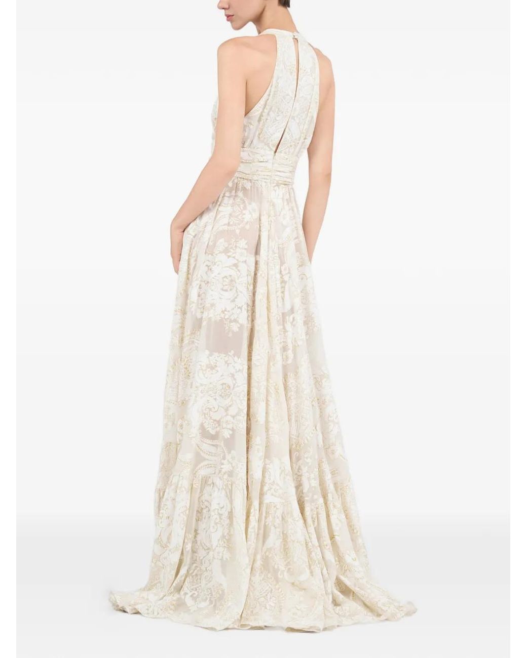 Roberto Cavalli White Long Dress With Ornamental Motif