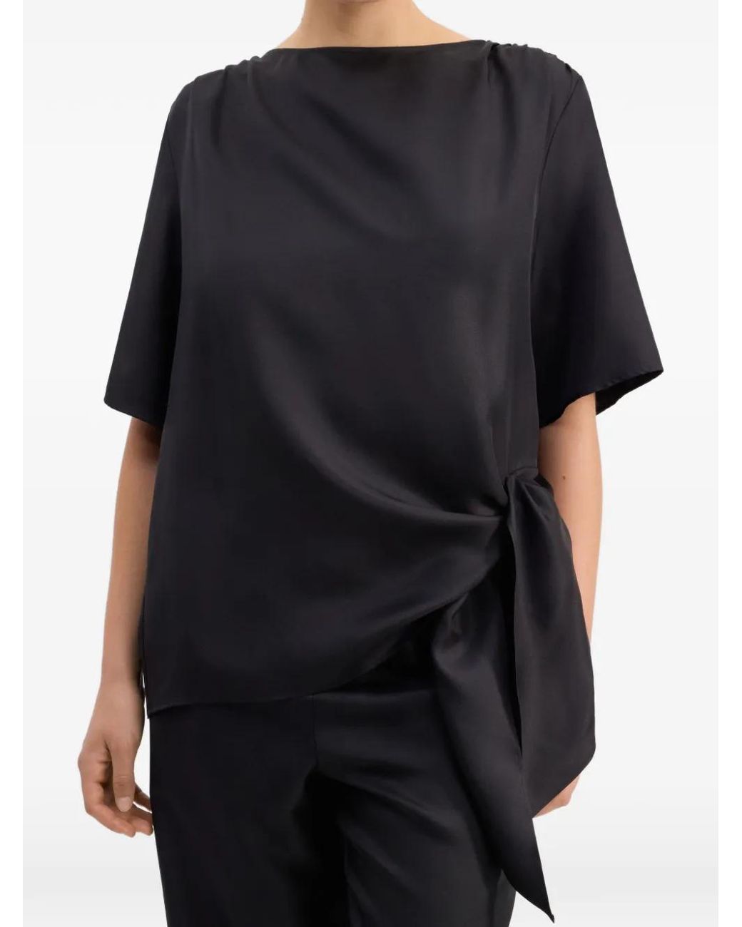 Loulou de Saison Black Mano Asymmetric Knot Top