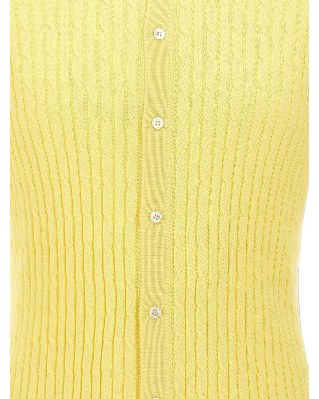 FILIPPO DE LAURENTIIS Yellow Cable-Knit Button-Up Shirt for men