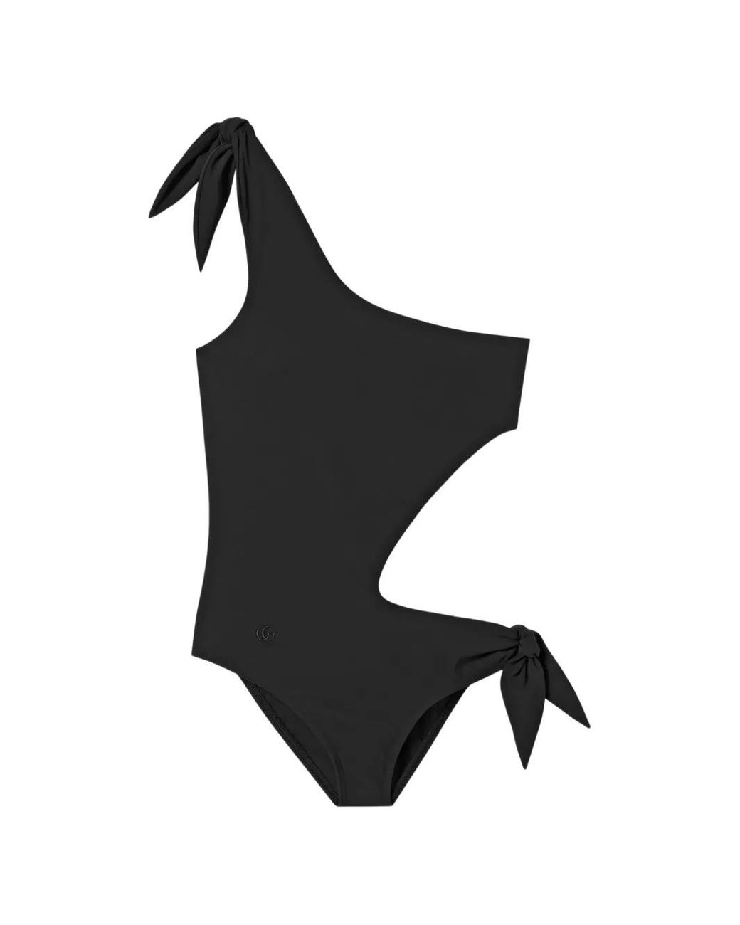 Gucci Black One-Shoulder Cut-Out Swimsuit