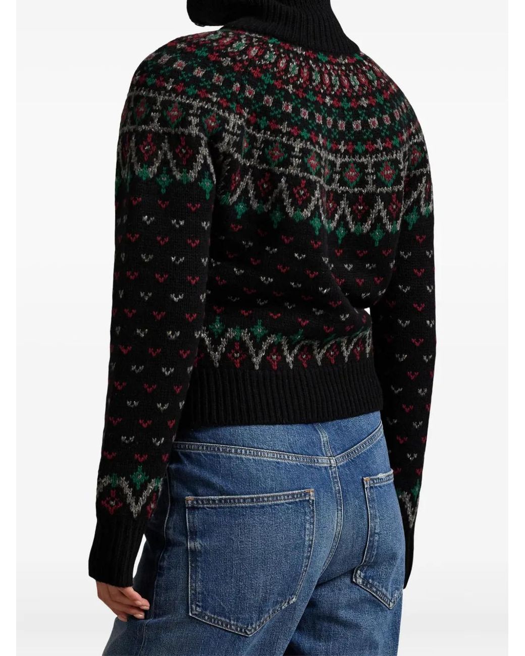 Polo Ralph Lauren Black Fair Isle-Pattern Cardigan