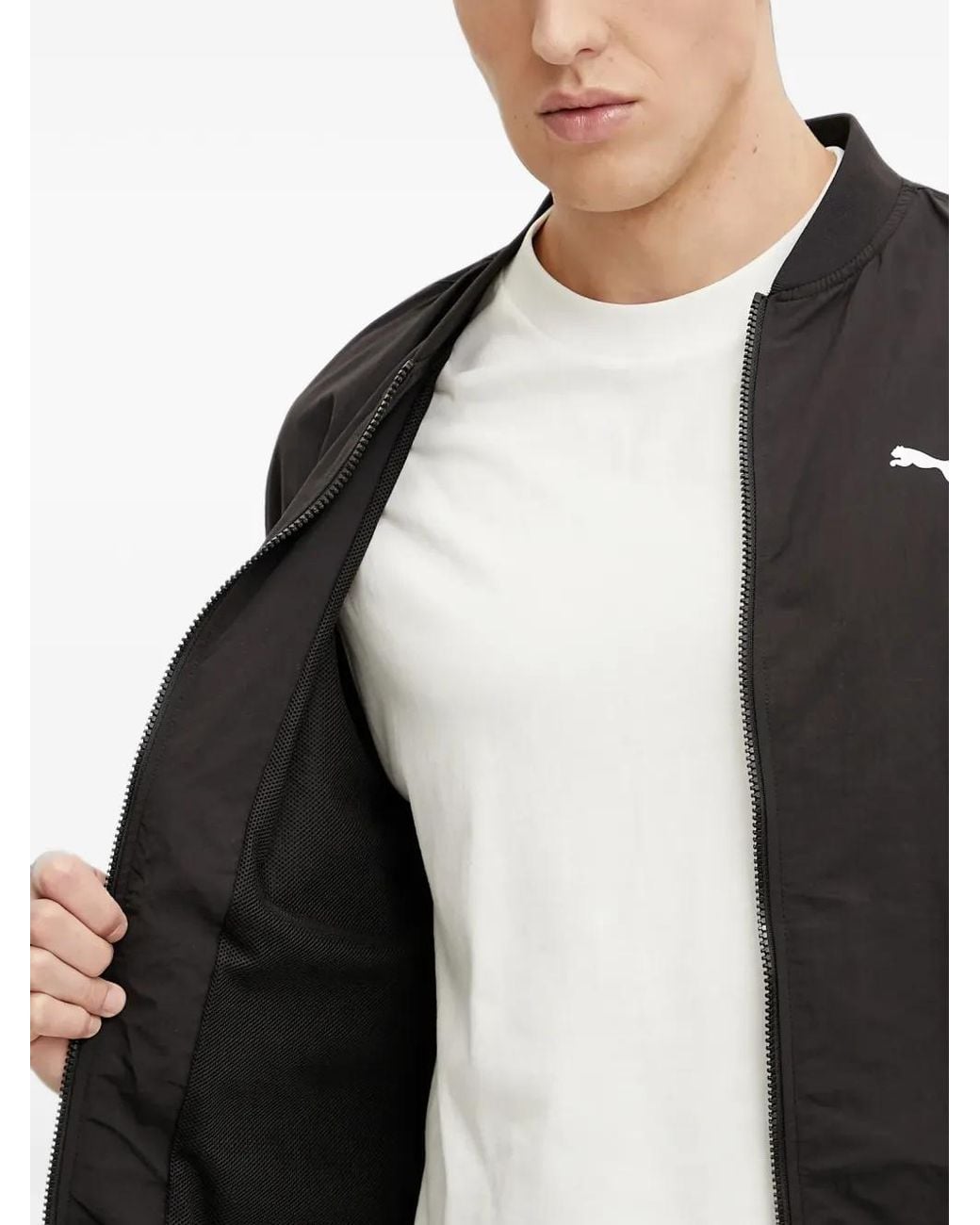 PUMA Black Logo-Print Bomber Jacket for men