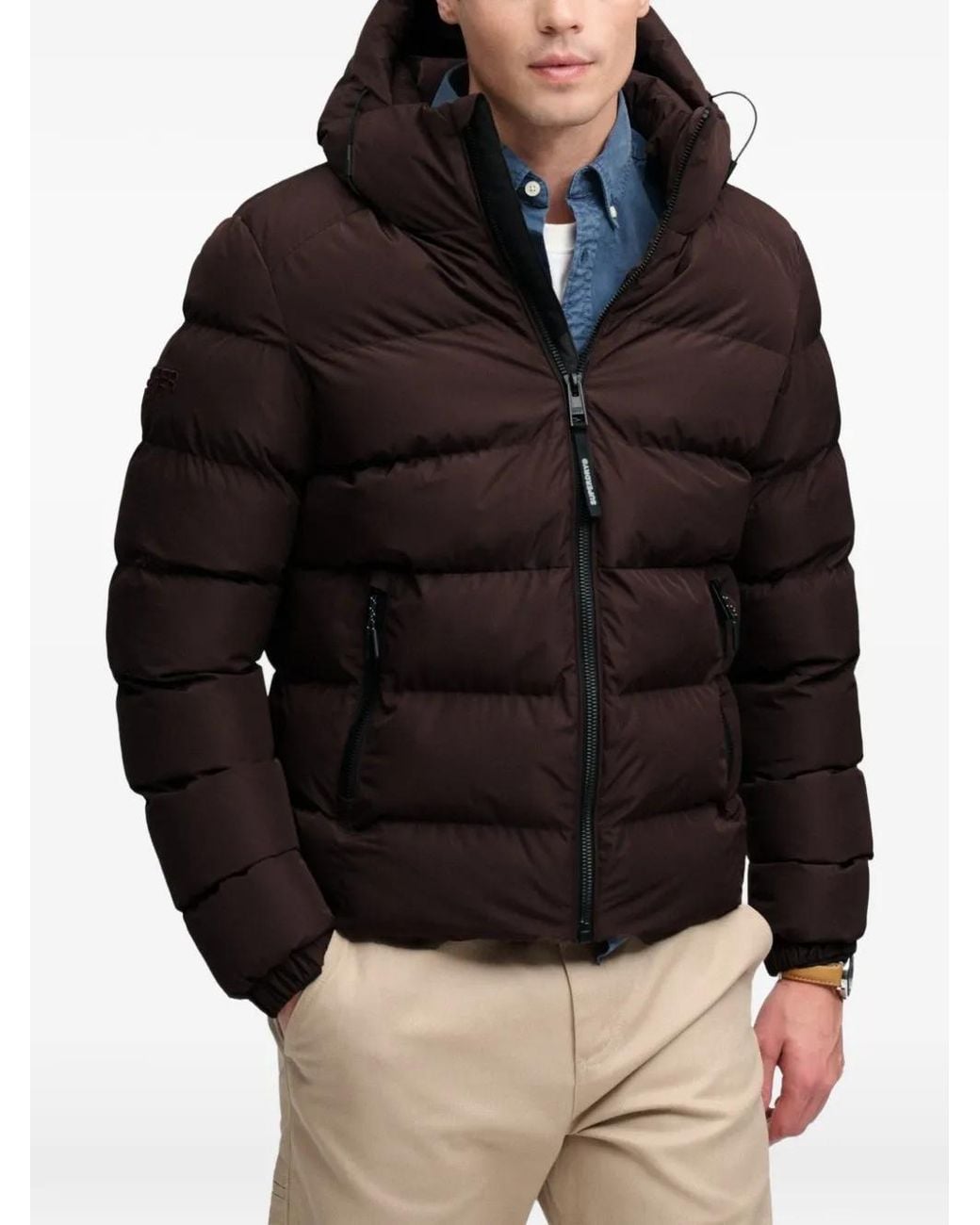 Superdry Black Hooded Puffer Jacket for men