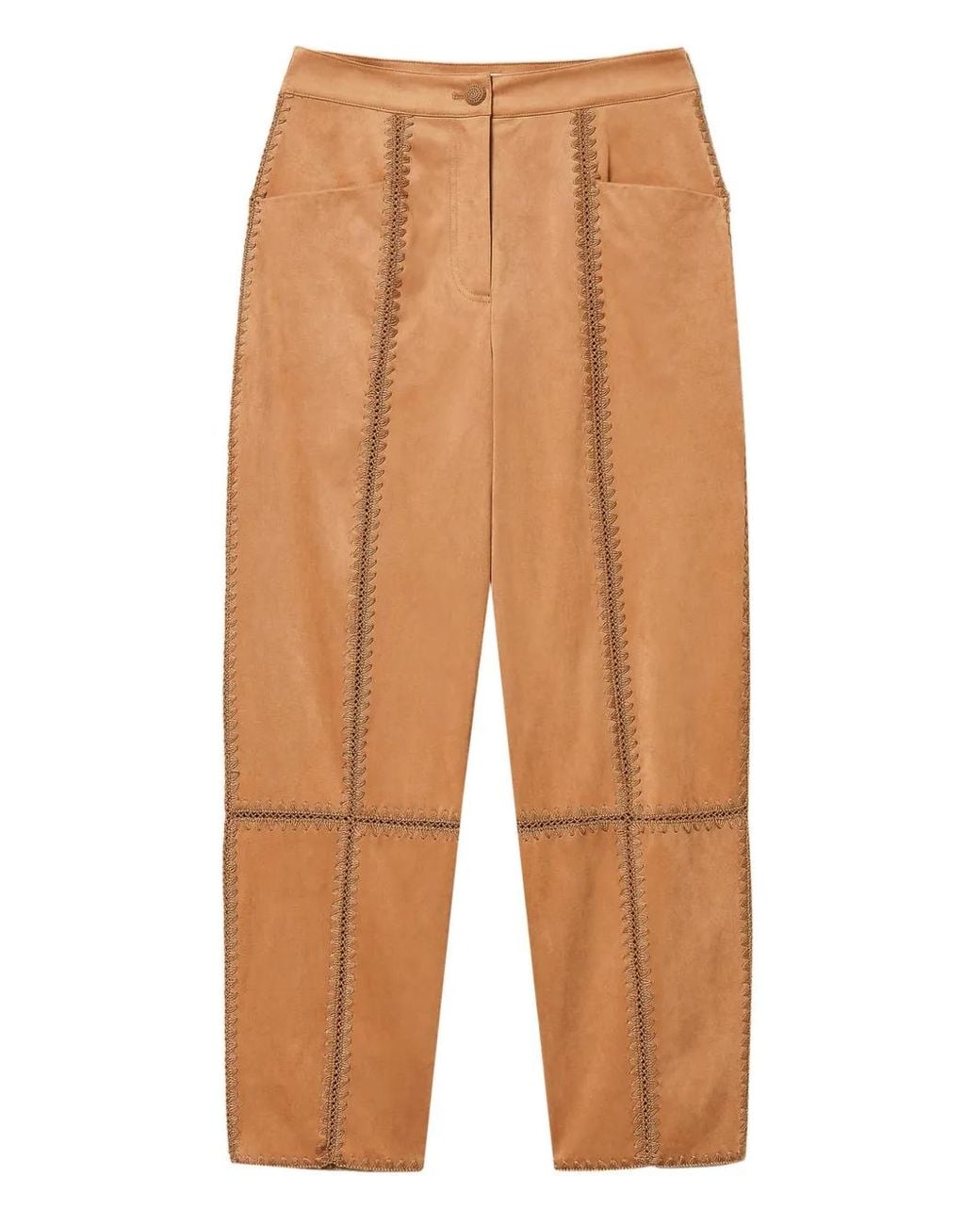 Twinset Multicolor Pantalon En Daim À Broderies