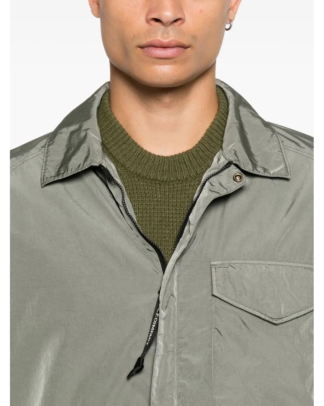 C P Company Gray Chest-Pocket Shirt Jacket for men