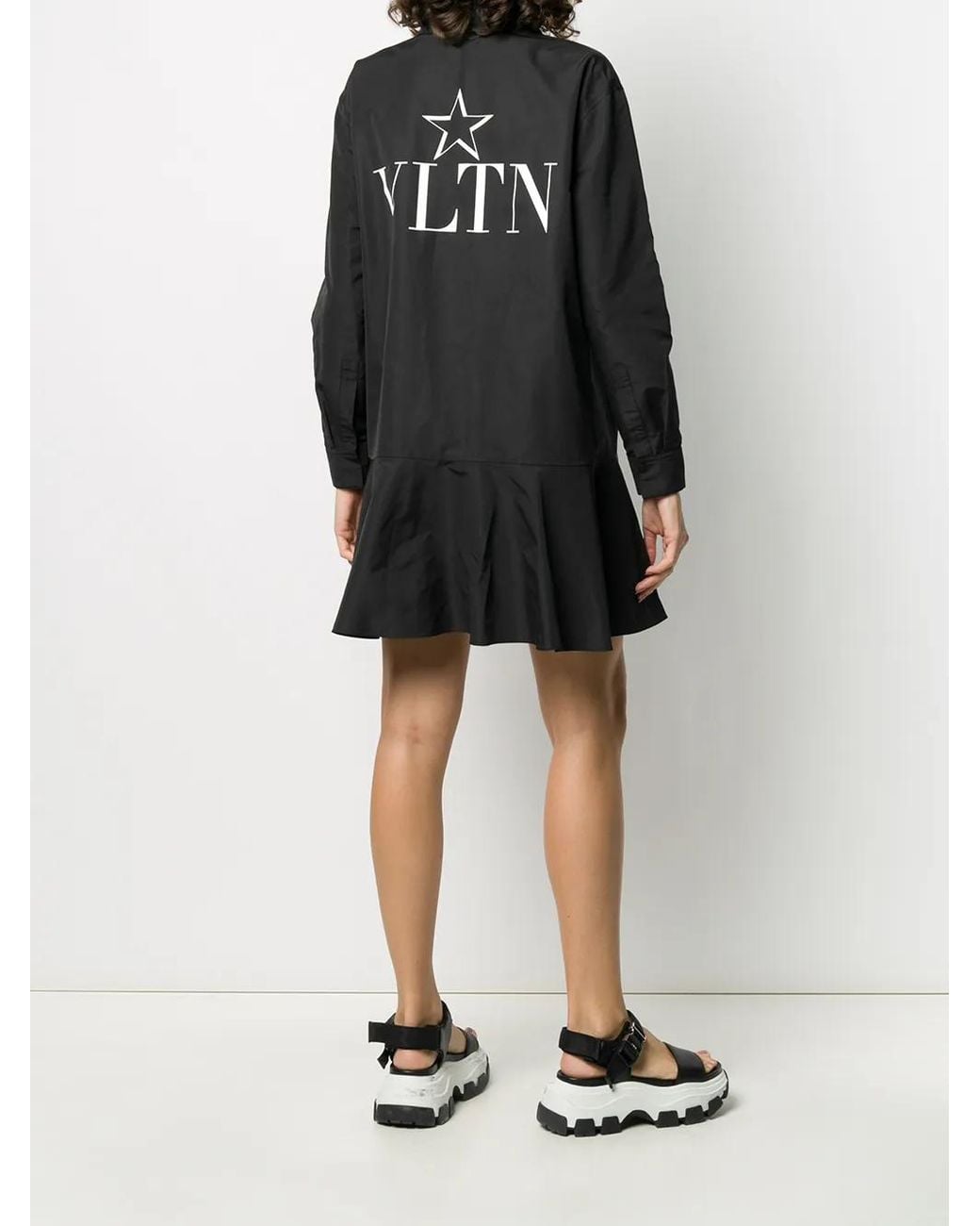 Valentino Garavani Black Vltnstar Print Shirt-Dress