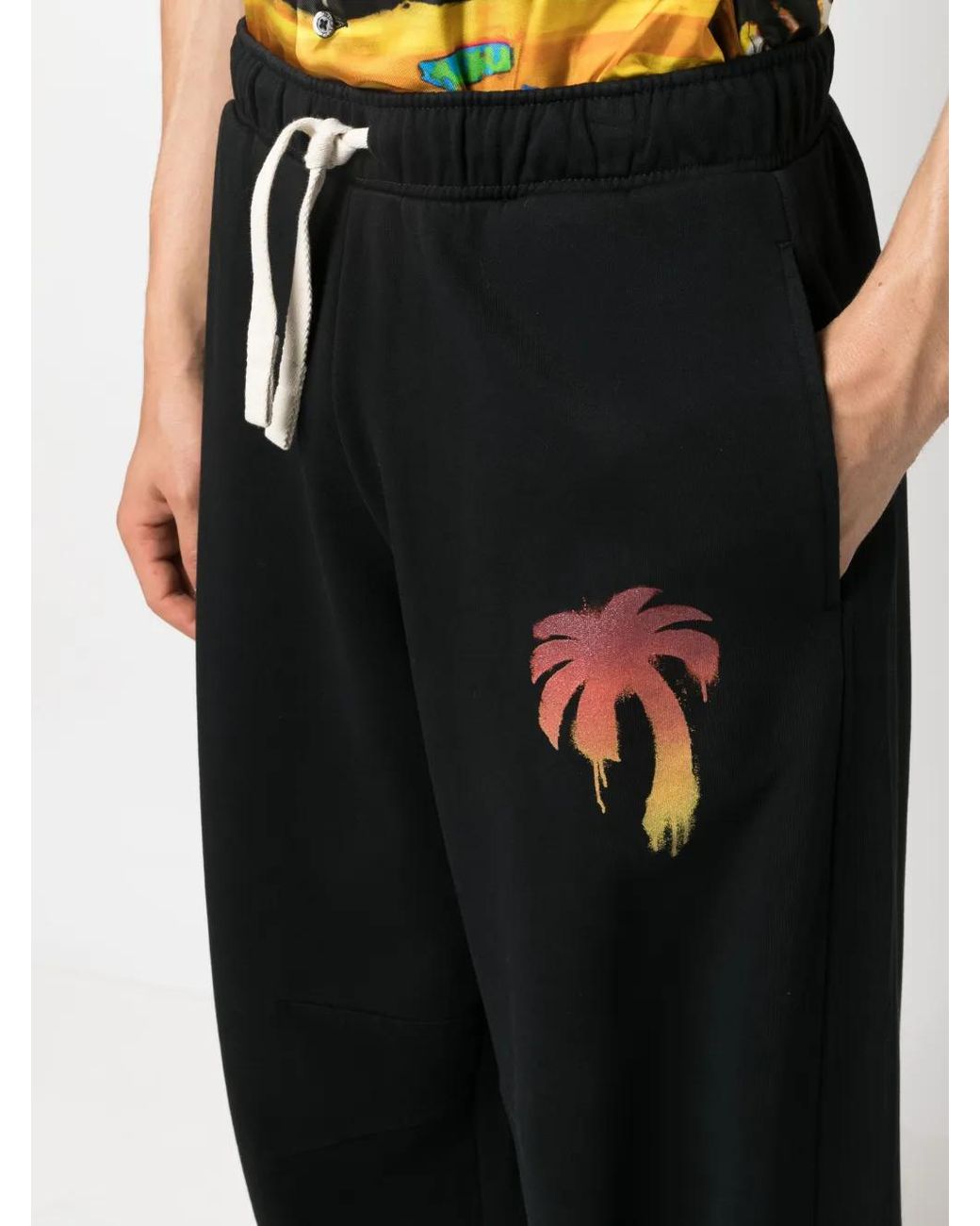 Palm Angels Black I Love Pa Wide-Leg Track Pants for men