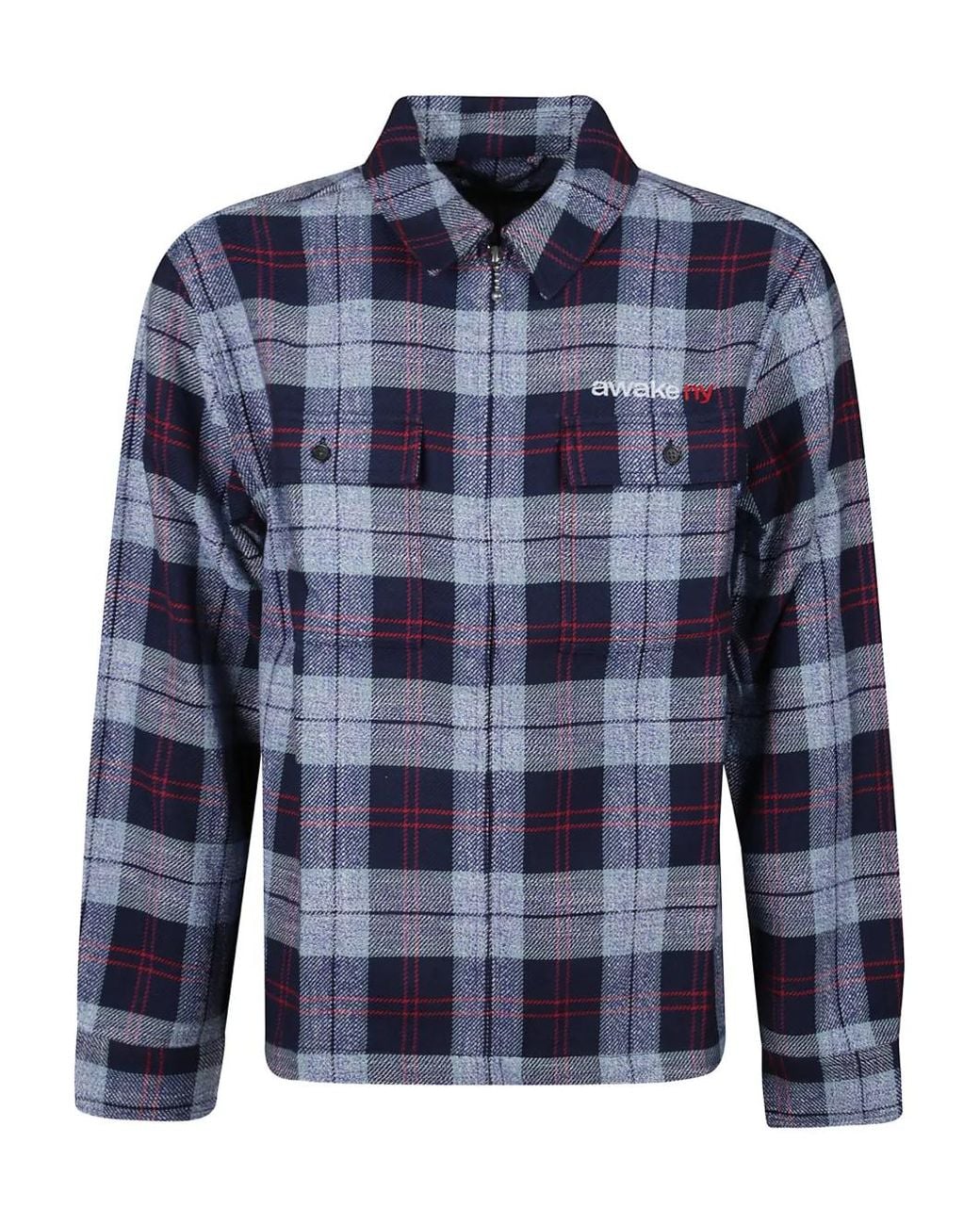 AWAKE NY Blue Chemise Zippée En Flanelle for men