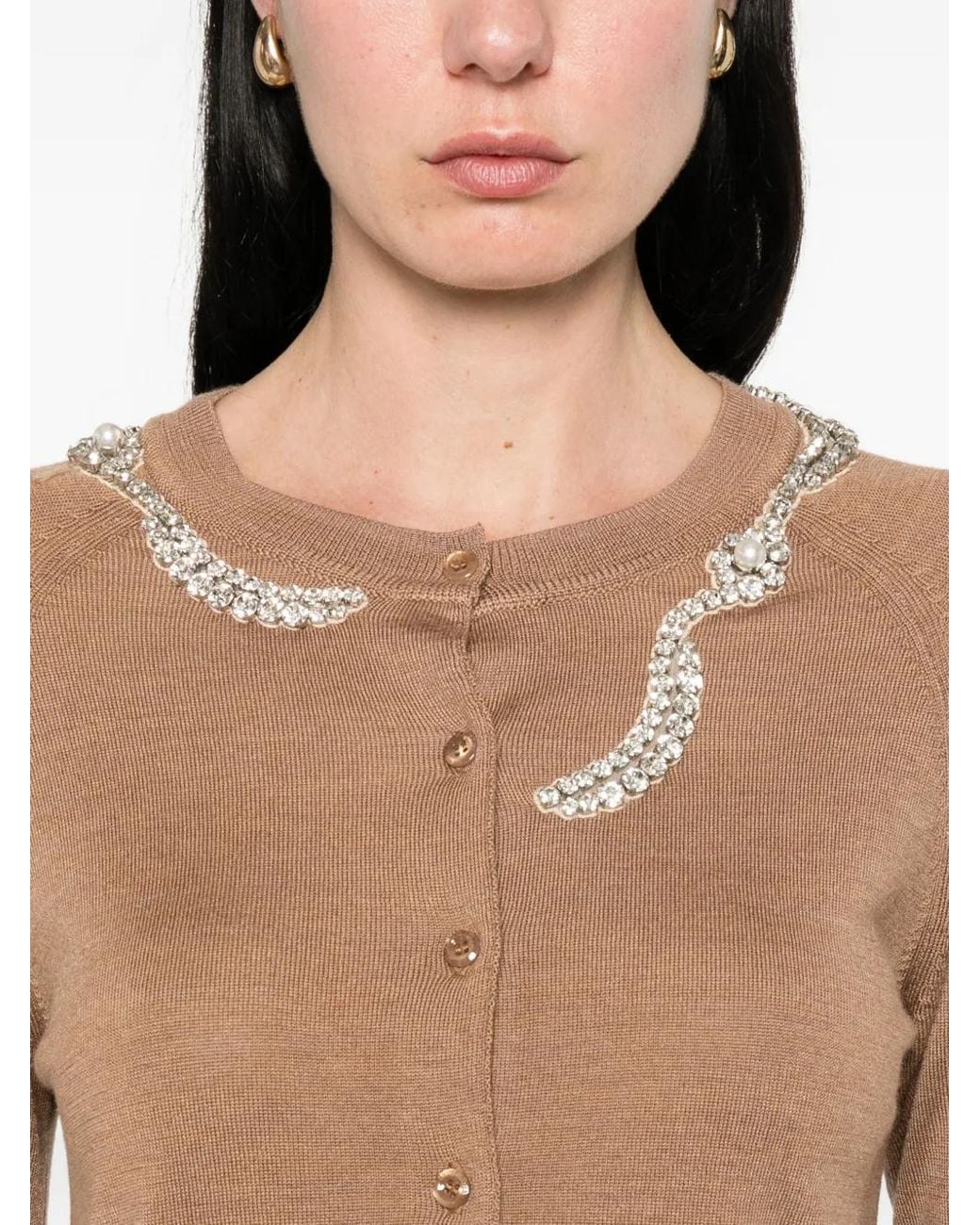 Simone Rocha Natural Embellished Cardigan