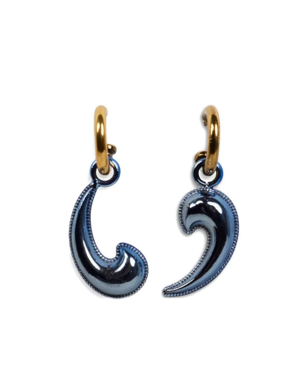 Etro Blue Metallic Paisley Earrings