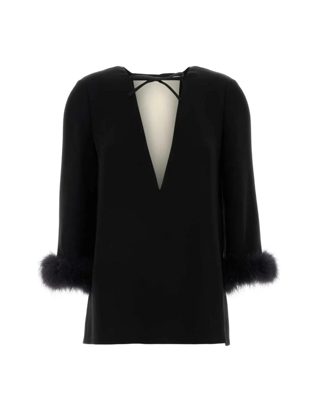 Valentino Garavani Black Feathered Blouse