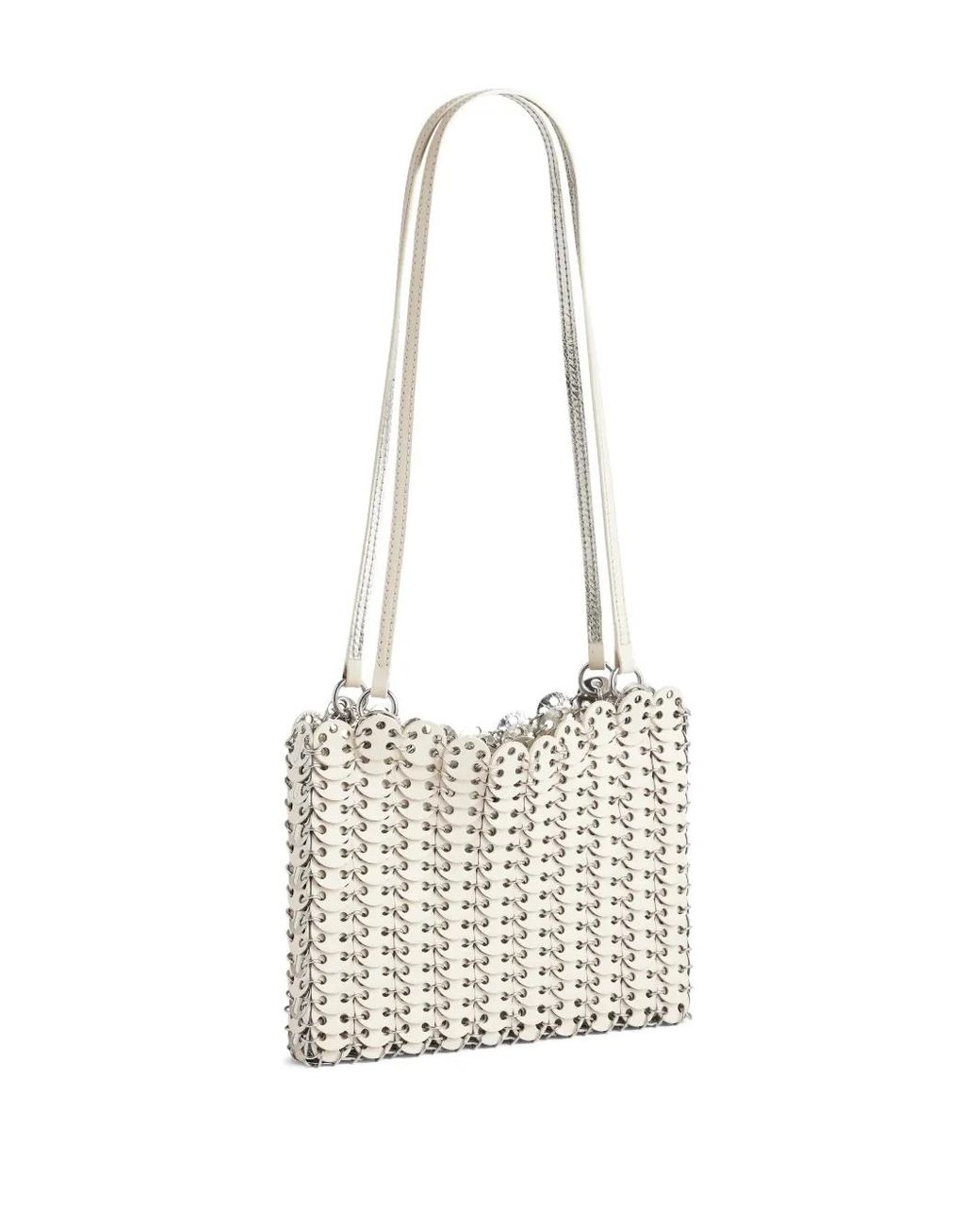 Rabanne White 1969 Chain-Link Leather Shoulder Bag
