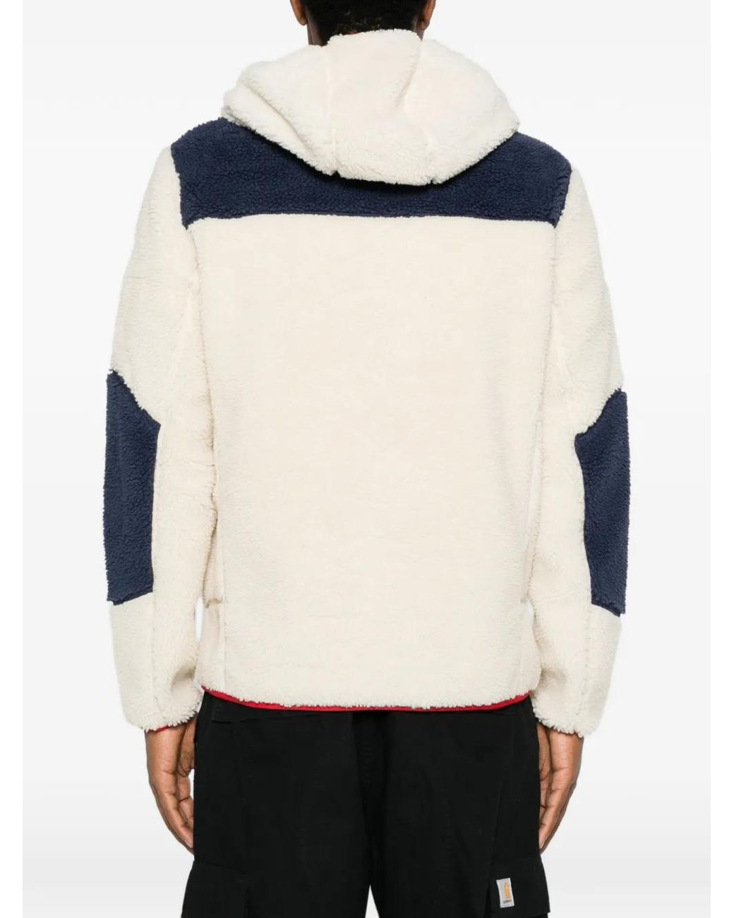 Napapijri Blue Fleece-Texture Colour-Block Jacket for men